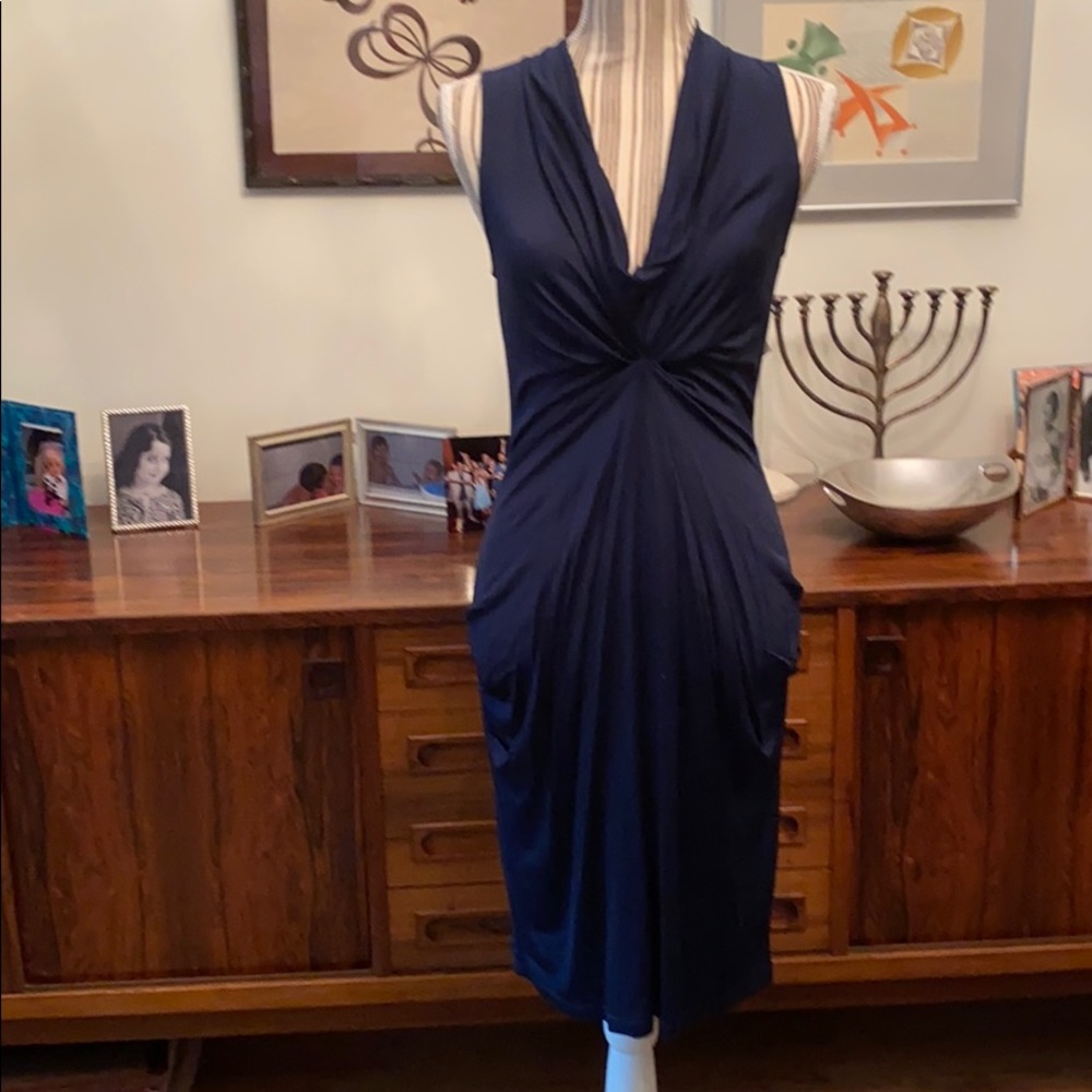 Navy silk jersey dress